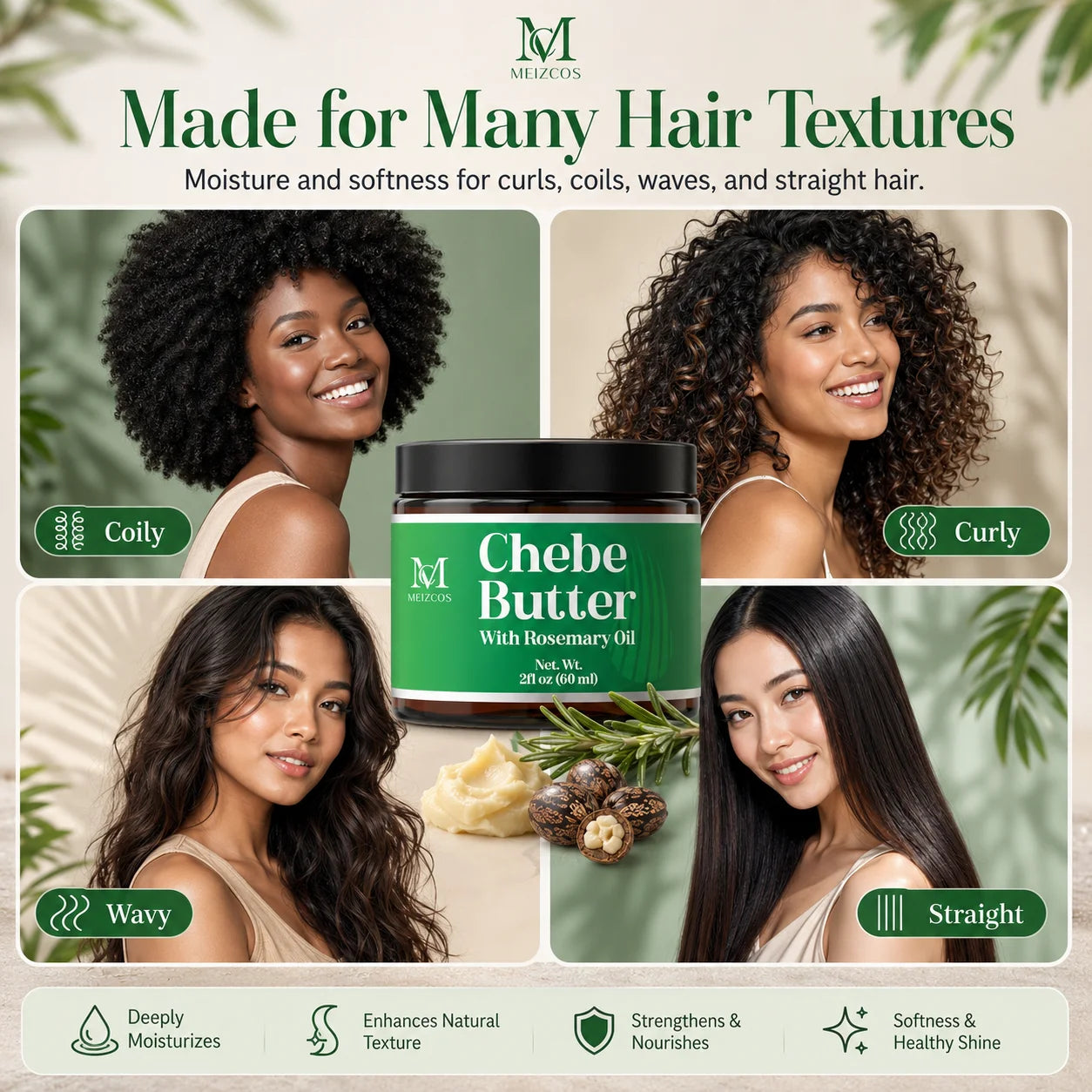 Private Label Chebe Butter with Rosemary Oil Natural Hair Growth Care Moisturizing Hair for Curly Coily Dry Damaged Hair