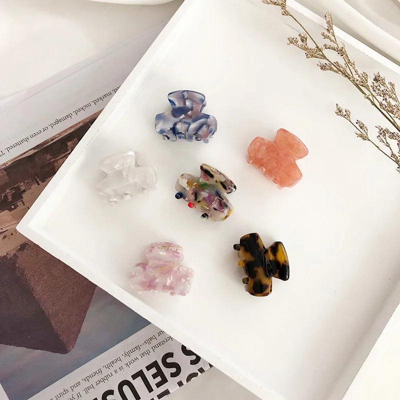 Hight Quality Colorful Tortoise Shell Small Clamps Delicate Top Grade Cellulose Acetate Mini Hair Claw Clips for Thick Hair