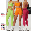 Quick-Drying Seamless Backless Workout Active Wear Gym Clothes Suit Women High Waist Hip Lifting Fitness Running Tight Yoga Suit