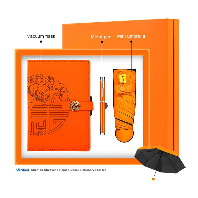 Wholesale Promotion Custom Promotional Gift Set Mini Umbrella and Notebook Pen Set for Business Gift Giving
