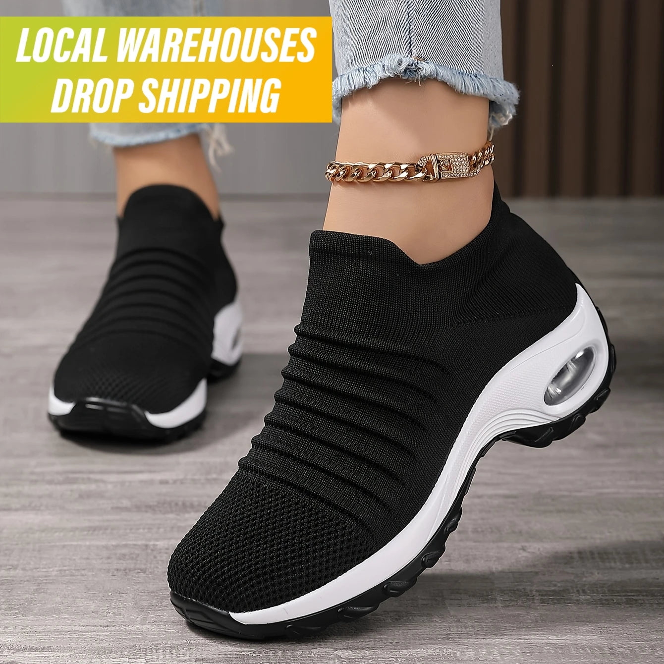 Women's Fashion Sneakers for Walking Running Sports-Breathable Comfort Tennis Socks Dropshipping-Fly Knit Fabric Upper Cheap
