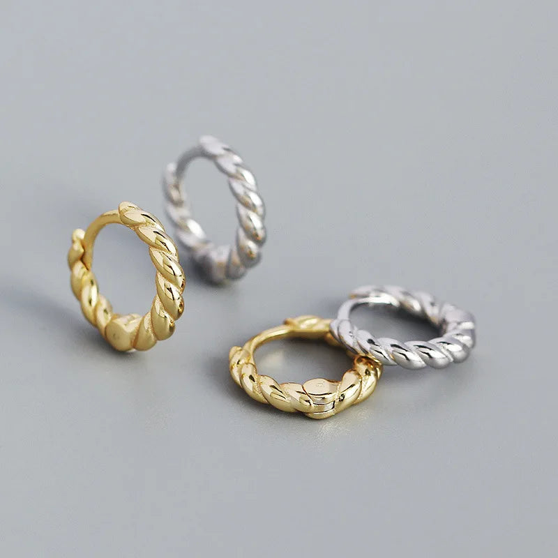 2024 NEW in 925 Sterling Silver Twist Chunky Hoop Earring for Women Jewelry