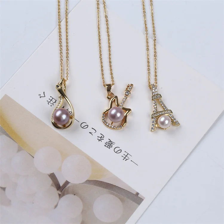 Popular Graceful Elegant White Swan Pearl Pendant Necklace Trendy Handmade Unisex Design