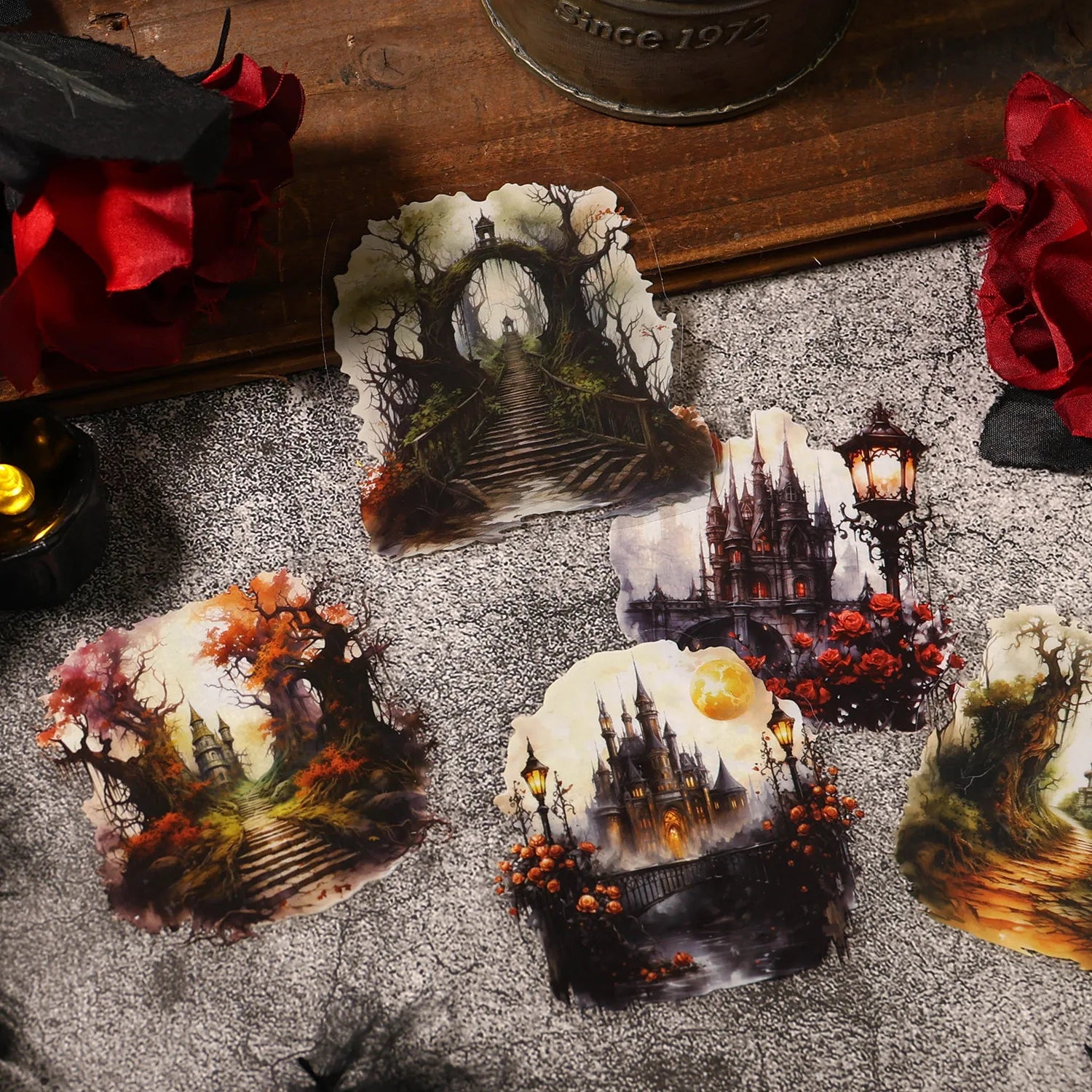 20pcs/pack Sticker Pack Misty Legend Series Handbook Material Retro Gothic PET Bottoming Collage European Style