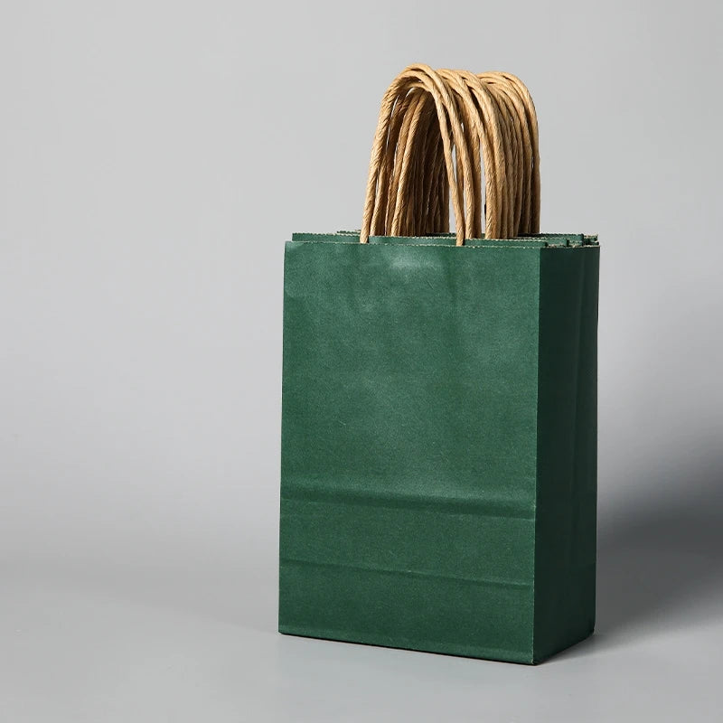 Custom Eco-Friendly Kraft Paper Bag for Food Delivery Flat Handle Restaurant Takeout Lamination Digital Printing Brown Handle
