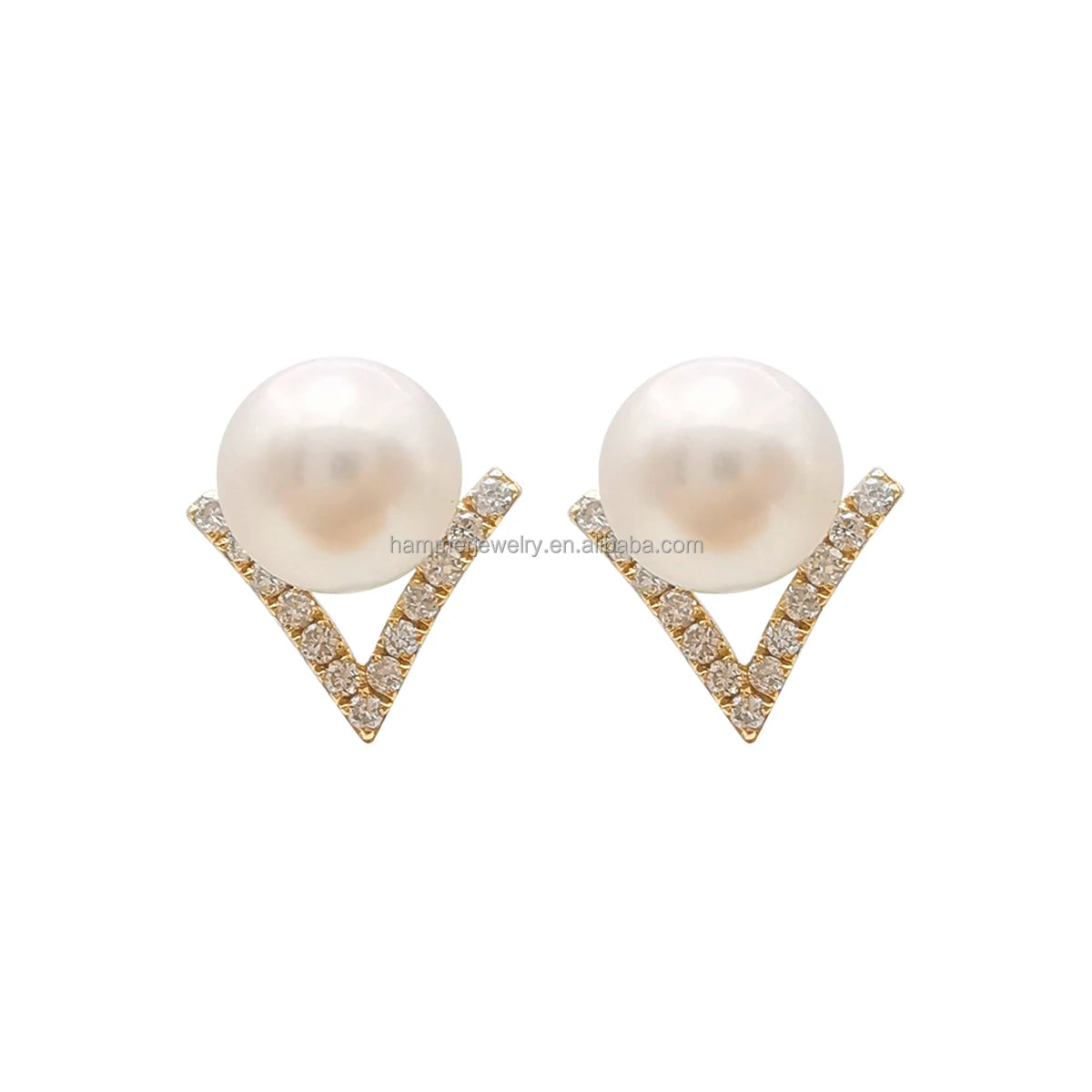 Fashionable Luxury Jewelry Diamond and Pearl Earrings 14k Gold Earrings Hot Selling Anniversary Engagement Gift