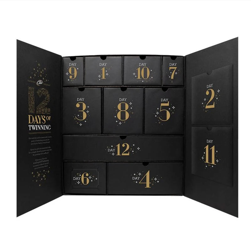 Custom Christmas Advent Calendar Packaging Box With Vacuum Formed Plastic Insert Tray Inside for Chocolate