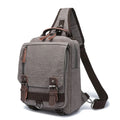 Stylish Waterproof Durable Plain Canvas Sling Bag with Leather Trim Crossbody Chest Bags for Men Women for Travel Summer Spring