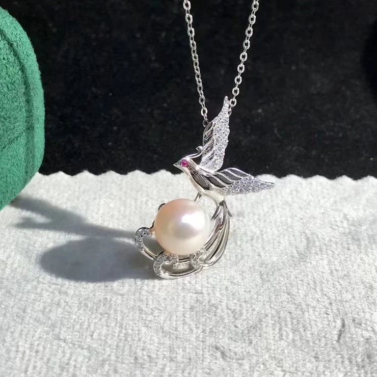 P545 8-9mm DIY Natural  Freshwater Pearl Charm Pendant Accessory 925 Sterling Silver Jewelry for Women Without Chain