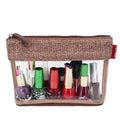 New Design Eco Straw Makeup Cosmetic Toiletry Zipper Bag With Transparent Window Travel Straw Skincare Gift Pouch