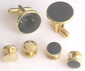 Wholesale Six-Piece Set Gold Face Cufflinks Dress Buckle Men's Suit Accessories for Wedding Party Anniversary-Copper Jewelry