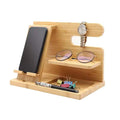 Stylish Multi-Functional Wooden Phone Wallet Watch Stand Natural Wood Docking Station-Portable Wardrobe