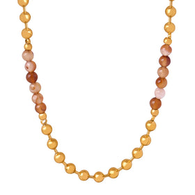 Minimalist Stainless Steel Gold Plated Beaded Necklace Bohemian Multicolored Natural Stone Handmade Beaded Necklace Colliers