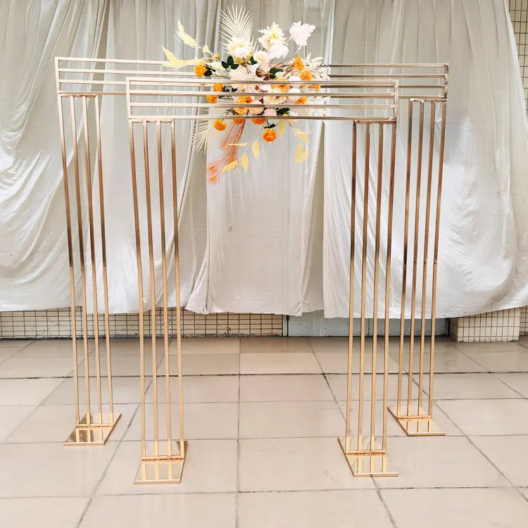Square Gold Metal Wedding Arch Backdrop for Party Decorations 1.2/2m Height