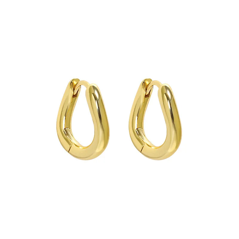 18K Gold Plated Trendy Irregular Curved Circle Hoop Earrings Fashion Jewelry in Sterling Silver 925 for Weddings Parties Gift