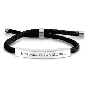 2024 Personalized String Woven Red Rop Jewelry Hold Stainless Steel Bar Bracelet Customized Engraved Stainless Steel Bracelet