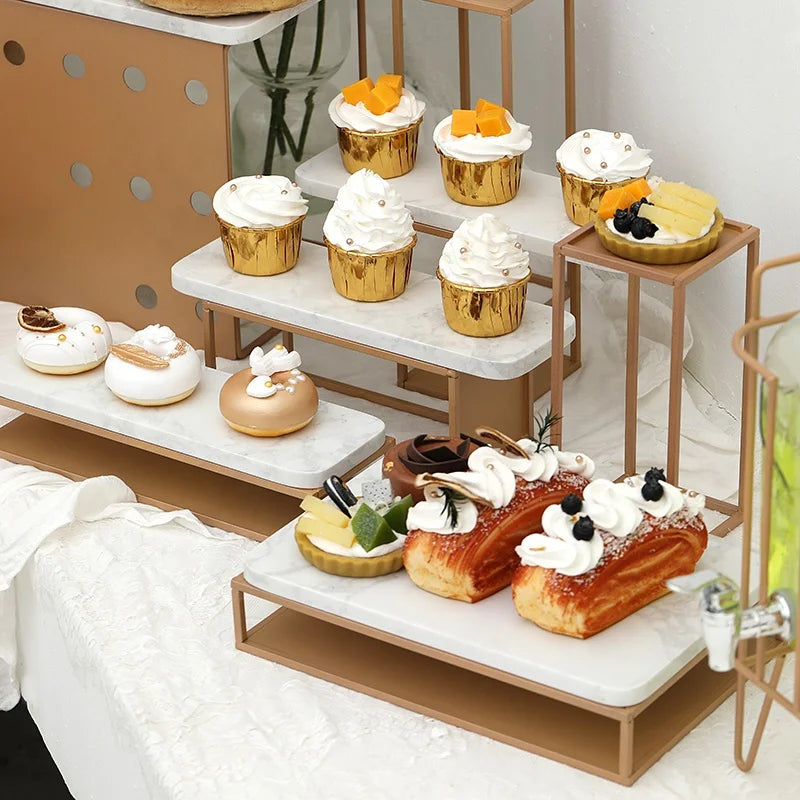 Set of 3-tier Metal Cake Stand Iron Cupcake Dessert Display Plate for Wedding or Birthday Cake Presentation Packed Bulk