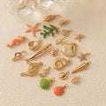 MECYLIFE Fashion Pendants Charms Wholesale Trendy Copper Necklace Shell Conch Live Seahorse Coral Fish Starfish Pendant