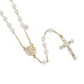 High Quality Religious Brass Necklace Delicate Rosary Cross Zircon with Gold Plating Geometric Design Gifts-Factory Wholesale