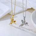 Wholesale Jewelry Embossed 18K Gold Plated Stainless Steel Angel Wings Angel Baby Pendant Charm Pendant for Necklace Gift