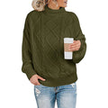 Custom Women's Pullover Sweater Long Sleeves Solid Color Knitwear Wool Blend Cable Knit Thick Winter High Neck Sweater for Women