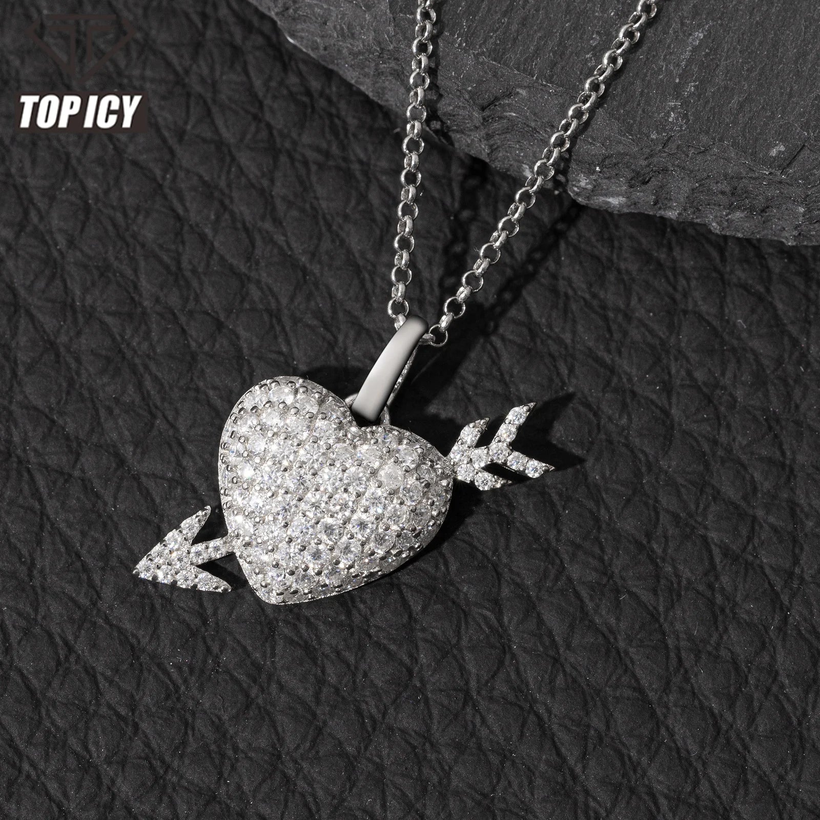 Pass Diamond Tester Moissanite 925 Sterling Silver Heart Pendant Iced Out Moissanite Pendant Silver Necklace Women Jewelry