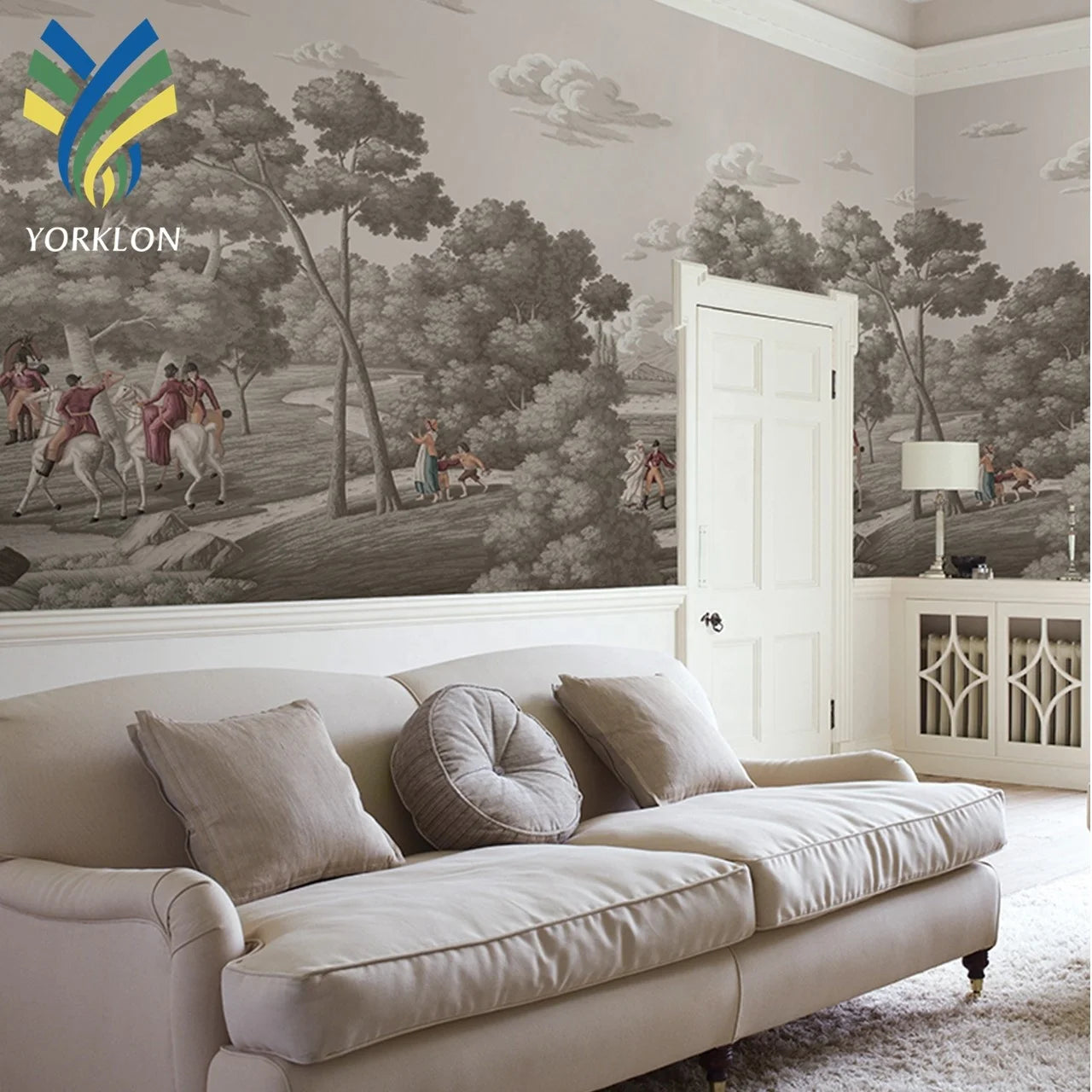 YKWS 005 3D Gold Silver Grey Glitter Fabric Wallpaper Mural for Living Room Western Painting Home Waterproof Anti-Static