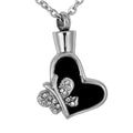 Stainless Steel Crystal Enamel butterfly Heart Cremation Ashes Urn Pendant Ash Necklace butterfly Memento Cremation Ashes Locket