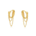 Europe and America Fashion Jewelry 925 Sterling Silver Two Layer Long Tassel Chain Gold Plated Hoop Earring Jewelry for Women