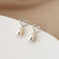 2022 925 Sterling Silver Real Natural Freshwater Pearl Earrings Fashion Small Pearl Heart Earring for Women Girl