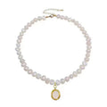 Baroque Style Freshwater Pearl Necklace Moonstone Pendant Necklace for Women