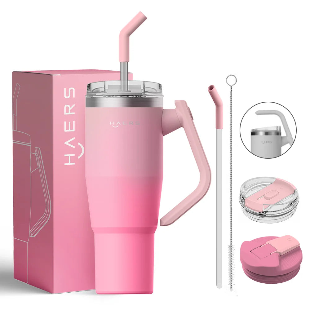 New 30oz 40oz Stainless Steel Tumbler With Handle and Straw Vacuum Reusable Travel Coffee Mug