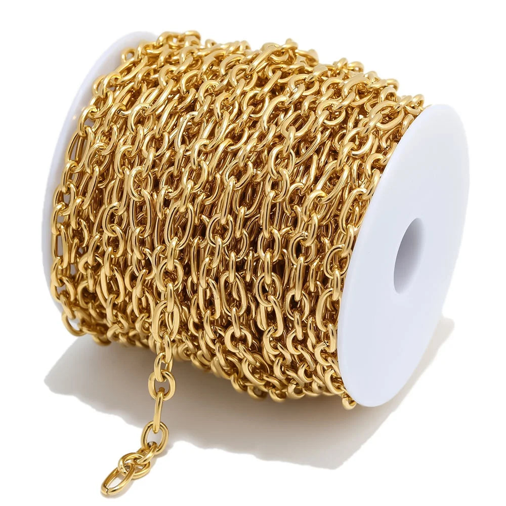 Stainless Steel O Link Rolo Cable Chains DIY Necklace Findings Jewelry Making Bracelets Supplies Accessories