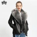 Womens Korean Style Leather Jacket Genuine Sheepskin Double Face Coat Winter Luxury Women Fur Coat