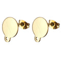 Hot Sale Stainless Steel Stud Earrings Posts Flat Pad Blank Earring Pin Studs With Loop and Earring Backs Making Jewelry
