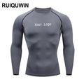 RUIQUWIN Custom Logo High Elastic Quick Dry Compression Shirt Long Sleeves Gym Fitness Tops Gym Sports Tshirts
