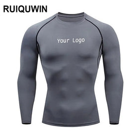RUIQUWIN Custom Logo High Elastic Quick Dry Compression Shirt Long Sleeves Gym Fitness Tops Gym Sports Tshirts
