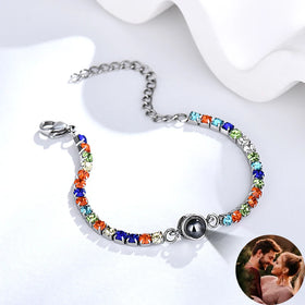 Custom Photo Jewelry Stainless Steel Zirconia Projection Photo Bracelet Fashion Jewelry Tennis Bracelet