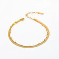 18K PVD Gold Plated High End Gold  Waterproof Tarnish Free Plated Double-layer Anklets Stainless Steel Jewelry