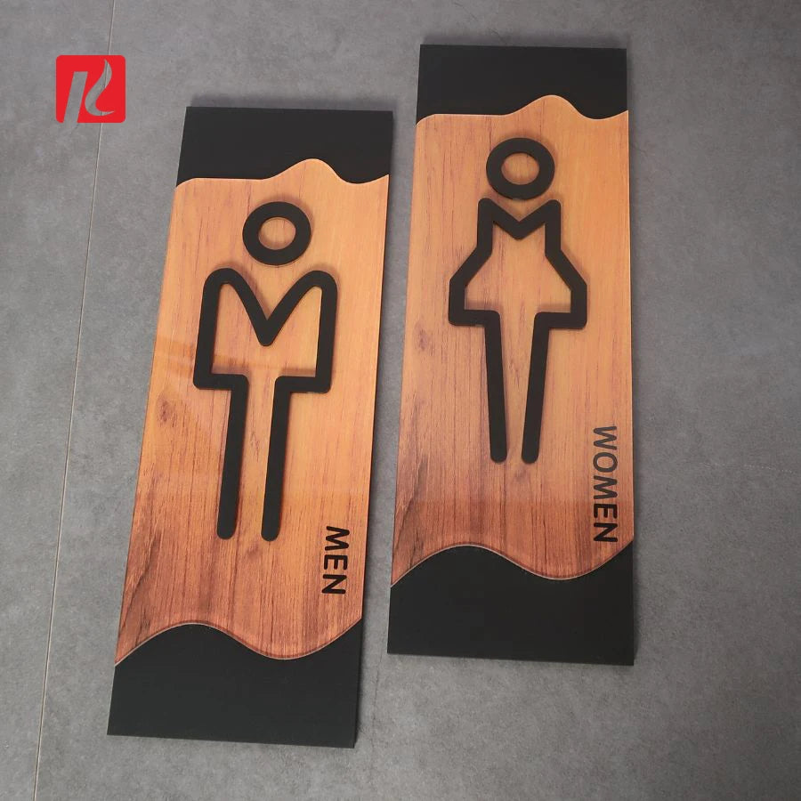 US Stock Free Shipping Self-Adhesive Acrylic Restroom Washroom Toilet Door Sign Men Women Bathroom Sign Plate