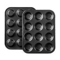 CHEFMADE Carbon Steel Bakeware 12 Cup Non-stick Round Cupcake Tray Mold Mini Muffin Pan for Oven Baking