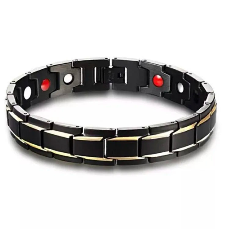 Fashion Hot Black Ion Antiestatic Blood Pressure Healing Magnetic Therapy Stainless Steel Jewelry Bracelet for Men Pain Relief