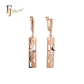 FJ Fallon Fashion Jewelry Butterfly and Leaves Earrings Plated in 585 Rose Gold Two Tone Brass Based