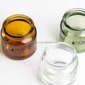 Factory Customized Label Small Glass Candle Jar Transparent Green Brown Candle Making 100ml Glass Candle Jar With Wooden Stopper