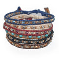 Creative Ethnic Jewelry Vintage Silver Handmade Beaded Bracelets Colorful Double Braided Rope Bracelets for Women Girls
