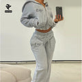 Women Tracksuits Custom Logo 2 Pieces Flare Pant Set Track Suit High Quality Cotton Zip up Hoodie Sweatpants Women Sweatsuits MegaBDM