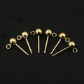 Real 14k Gold Filled Round Ball Stud Earring Posts With Side Peg Round Ball Bead Earring Post Tarnish Resistant Jewelry Findings