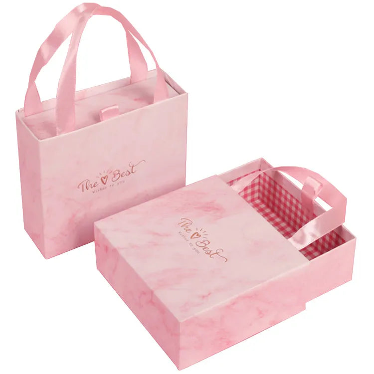 Wholesale OEM Custom Logo Small Cardboard Paper Pink Ring Drawer Display Rigid Boxes for Watch & Jewelry with Recycled Materials