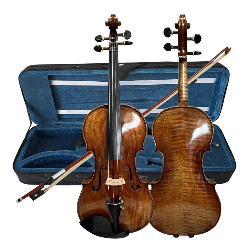 Sinomusik Brand Professional All Handmade Violin with Oil Painting and Antique Broken Skin Ebony Accessories HV11