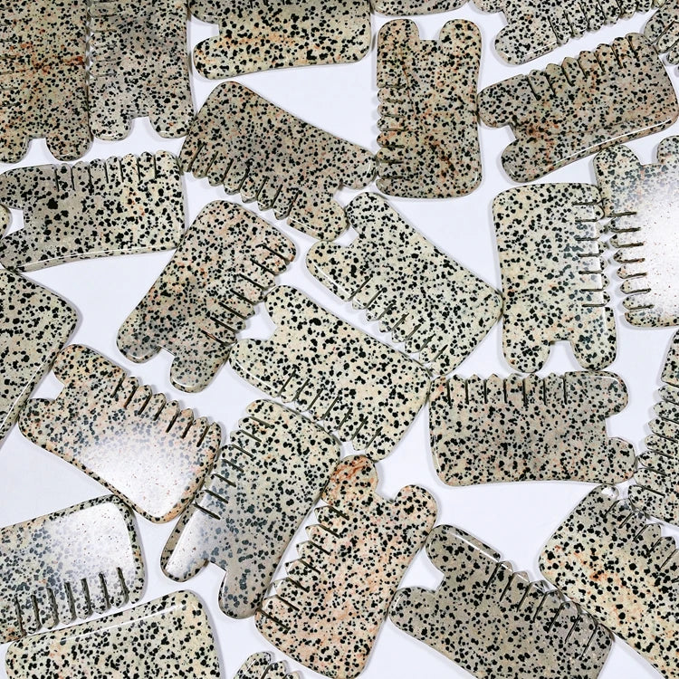 Hongzhuo Wholesale Natural Quartz Dalmatian Jasper Hair Head Comb Crystal Healing Stone for Wedding